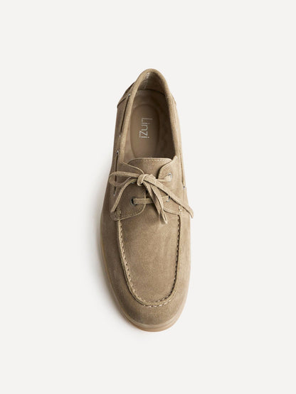 Gianni Mens Taupe Suede Leather Boat Shoes