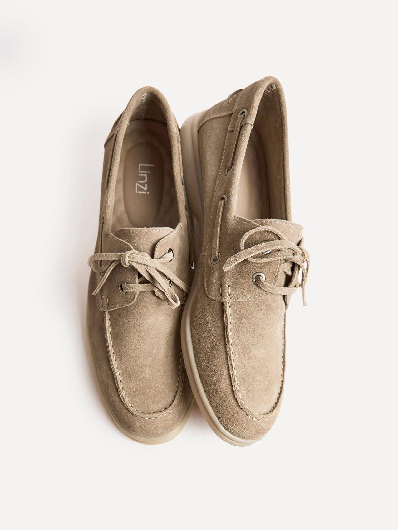 Gianni Mens Taupe Suede Leather Boat Shoes