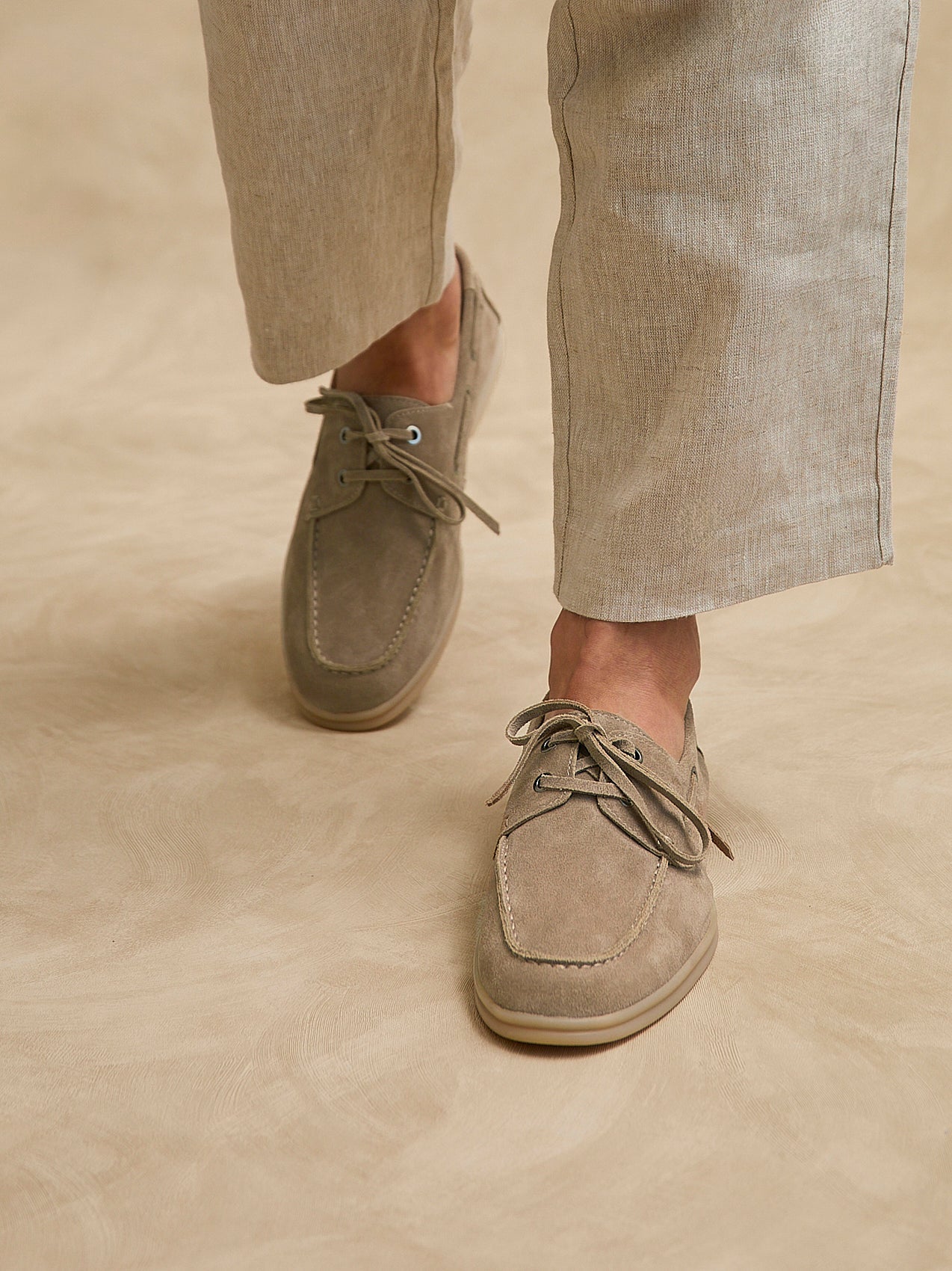 Gianni Mens Taupe Suede Leather Boat Shoes