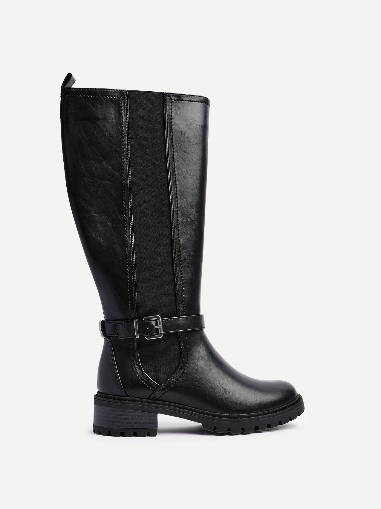 Gilded Black Long Low Boots