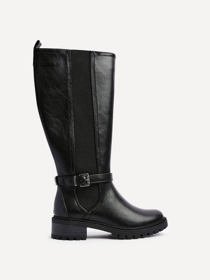 Gilded Black Long Low Boots
