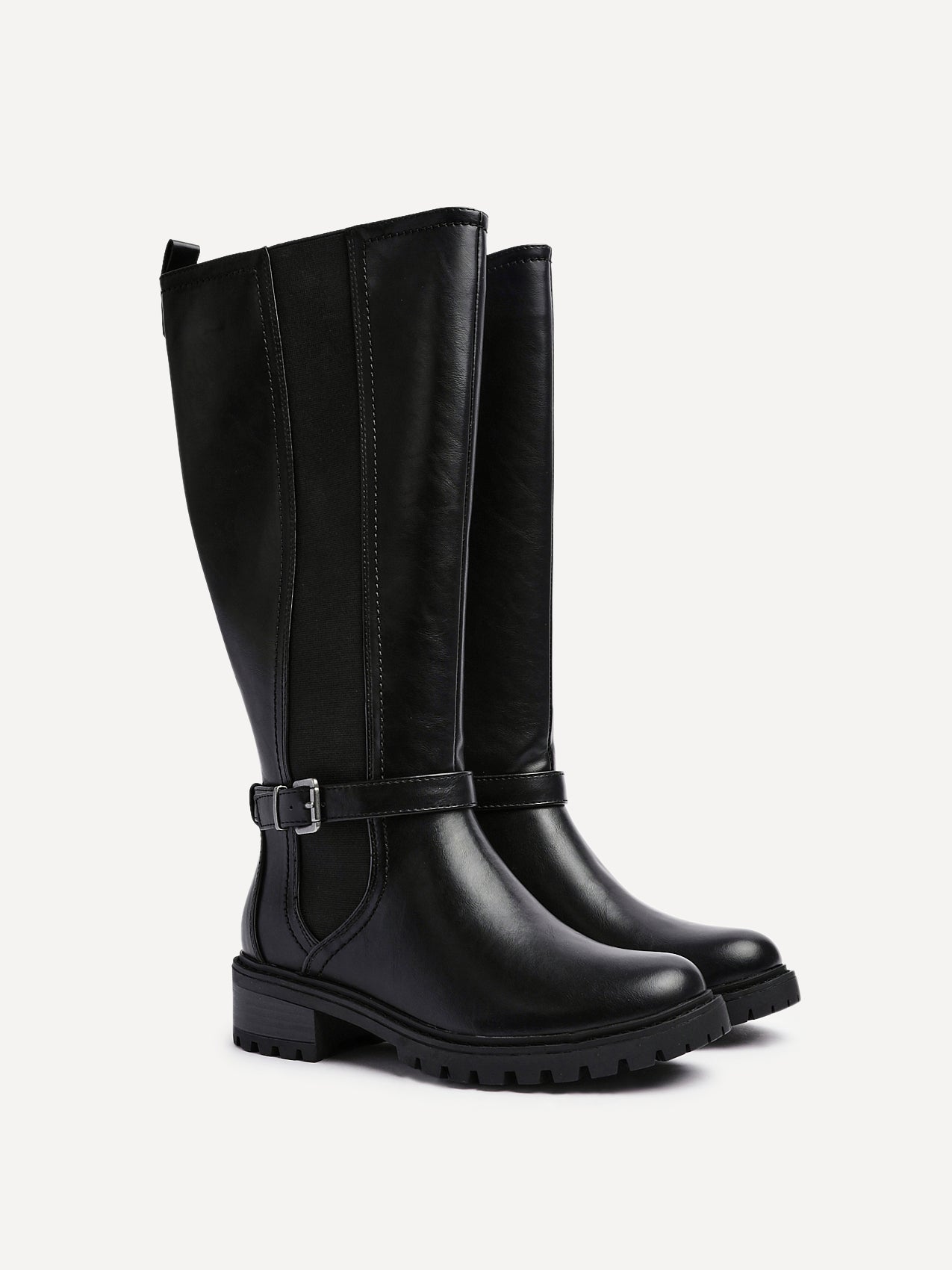 Gilded Black Long Low Boots