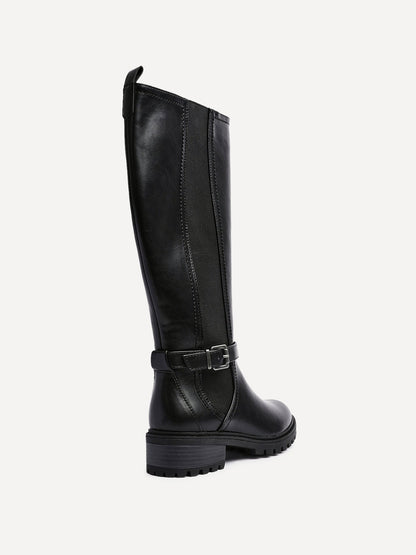 Gilded Black Long Low Boots