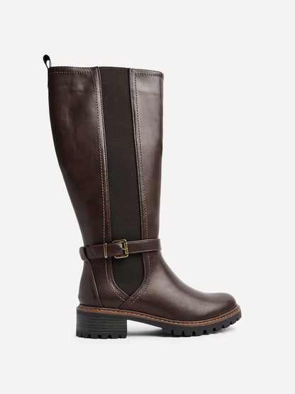 Gilded Brown Long Low Boots