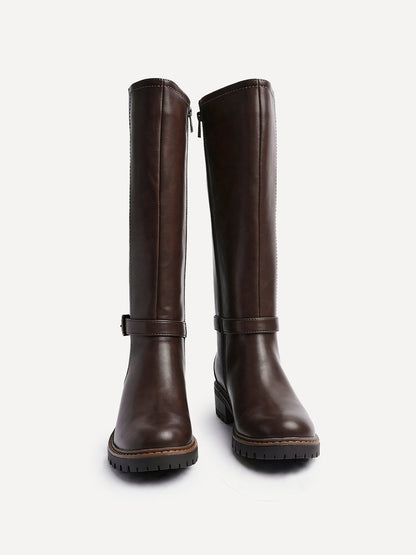 Gilded Brown Long Low Boots