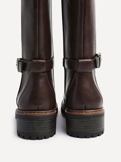 Gilded Brown Long Low Boots