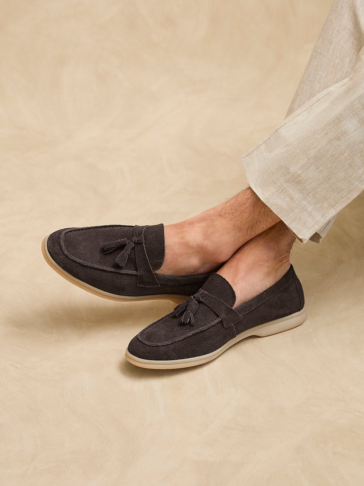 Giorgio Mens Brown Suede Leather Tassel Loafers
