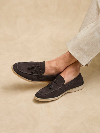 Giorgio Mens Brown Suede Leather Tassel Loafers