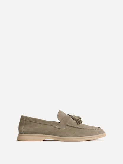 Giorgio Mens Taupe Suede Leather Tassel Loafers