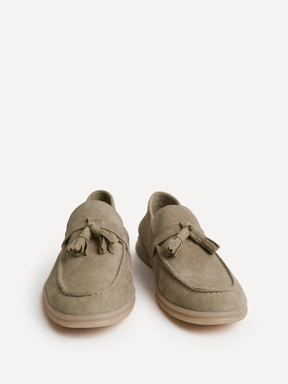 Giorgio Mens Taupe Suede Leather Tassel Loafers