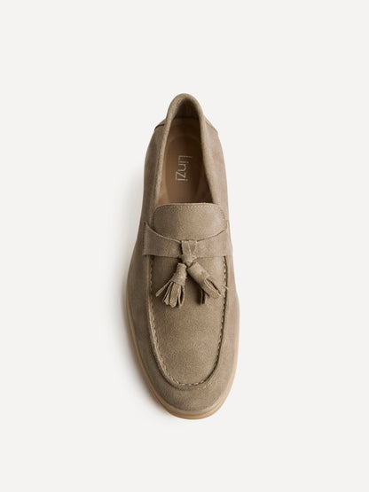 Giorgio Mens Taupe Suede Leather Tassel Loafers