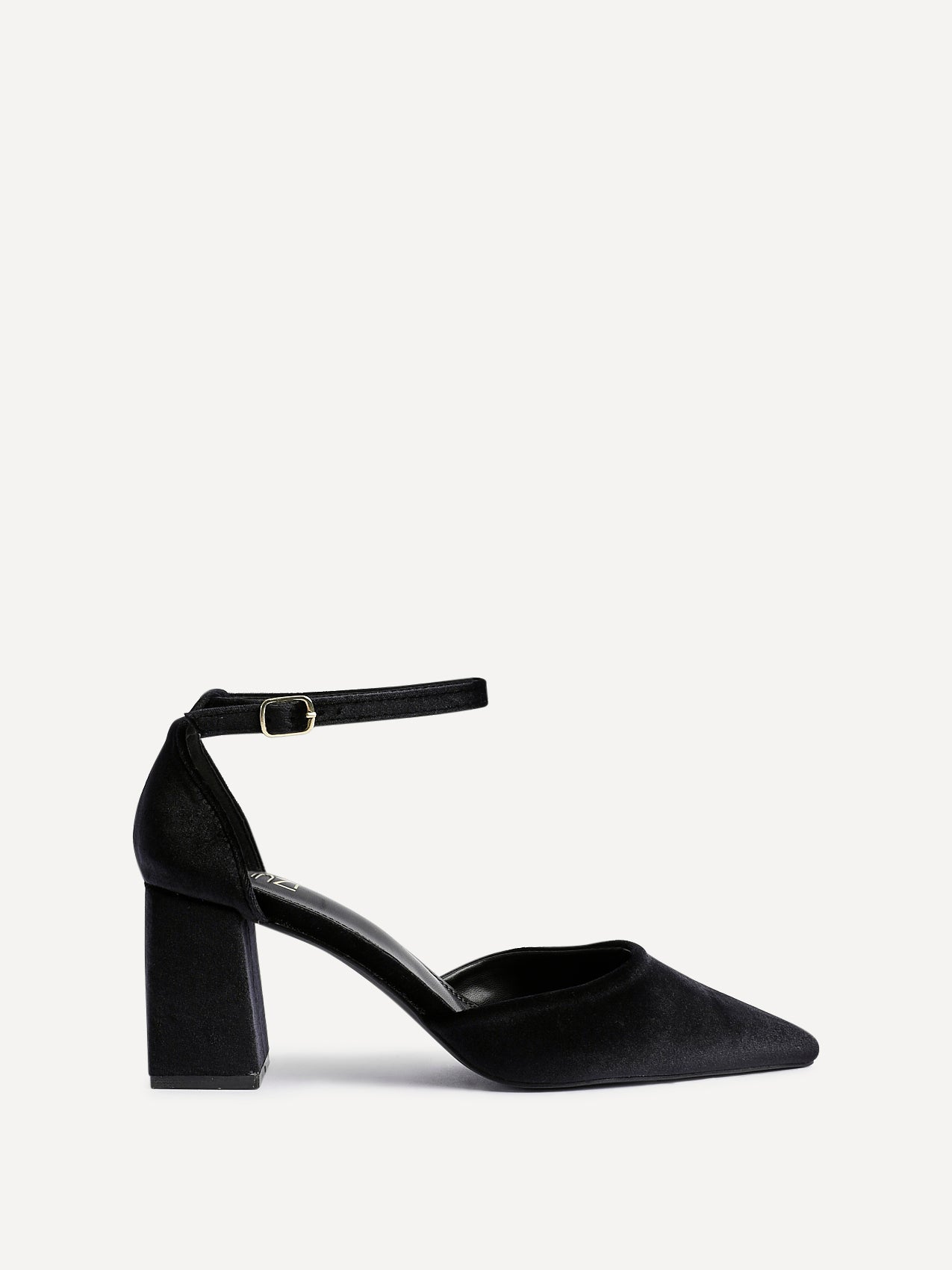 Glam Black Velvet Block Court Heels