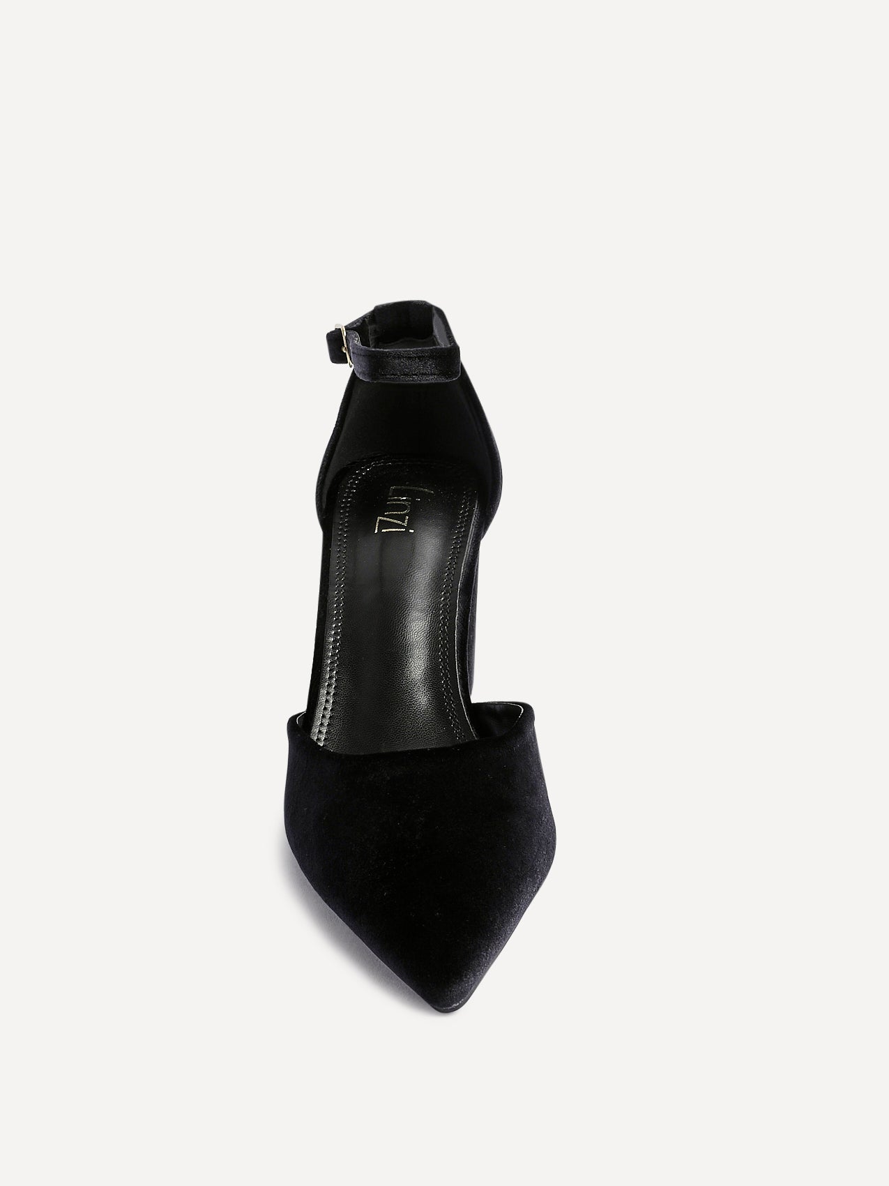Glam Black Velvet Block Court Heels