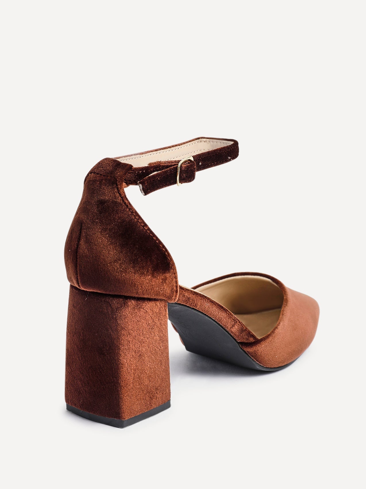 Glam Brown Velvet Block Court Heels