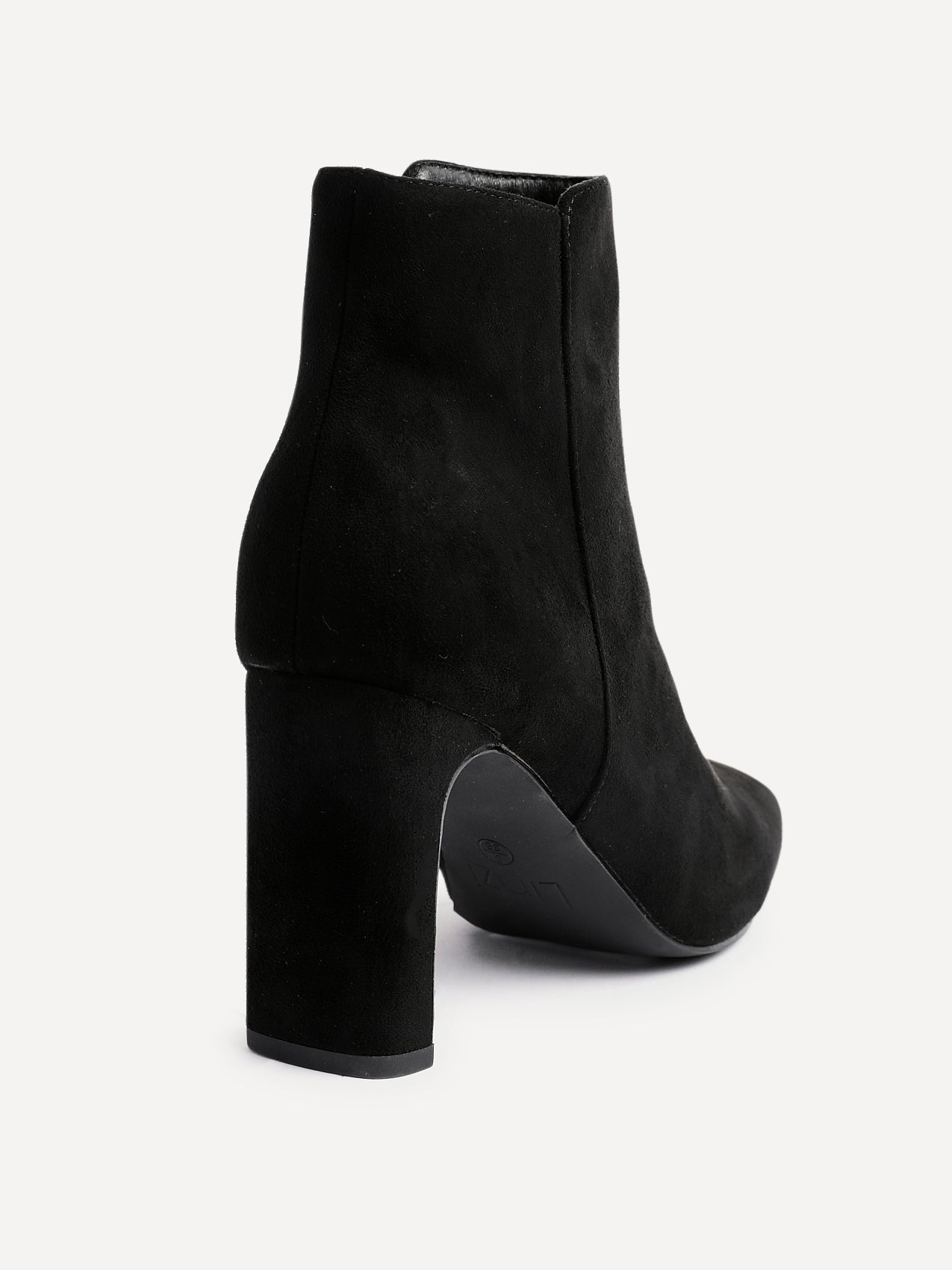 Glance Black Faux Suede Heeled Ankle Boots