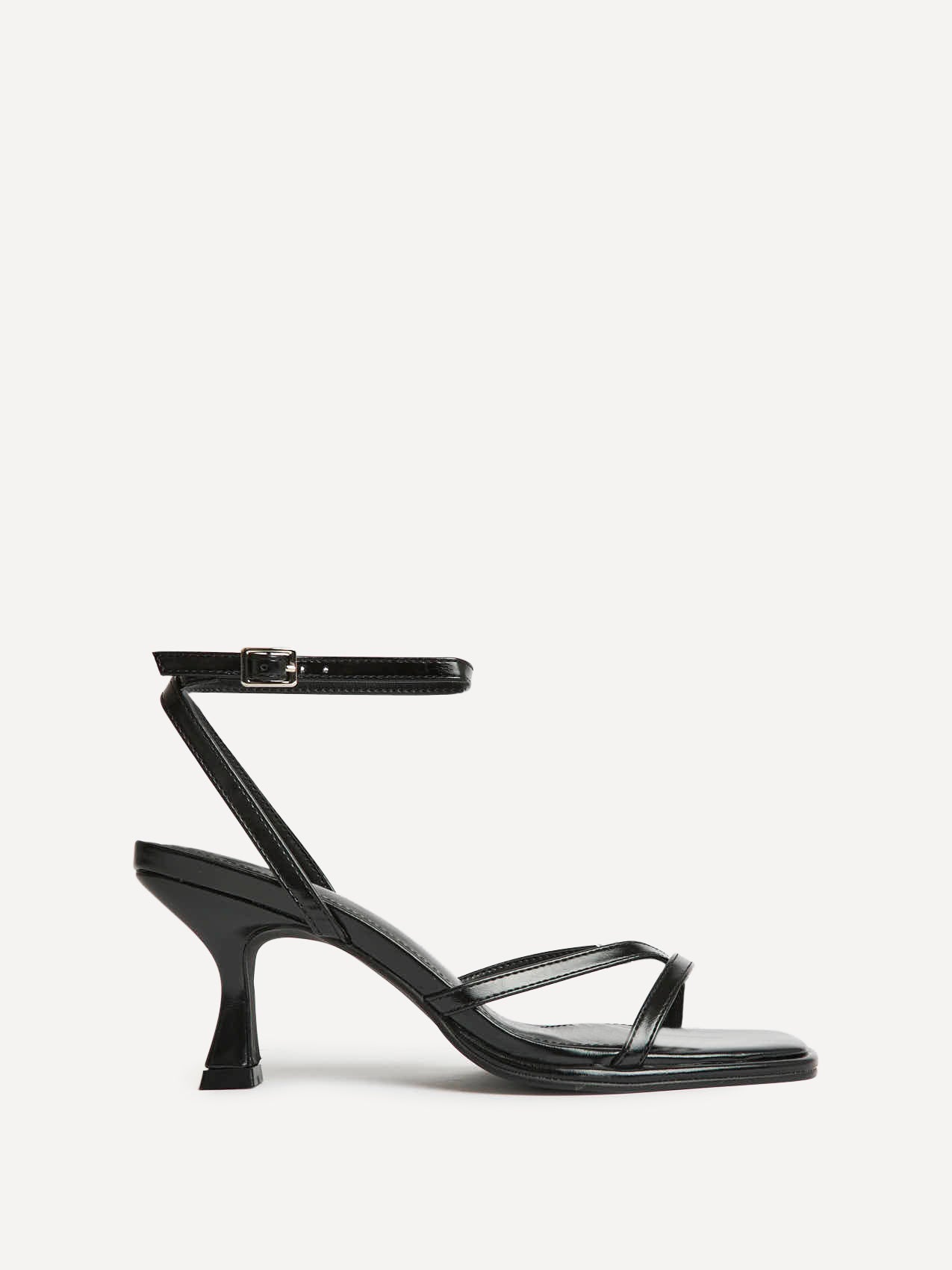 Glazed Black Heeled Sandals