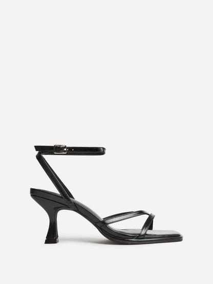 Glazed Black Heeled Sandals