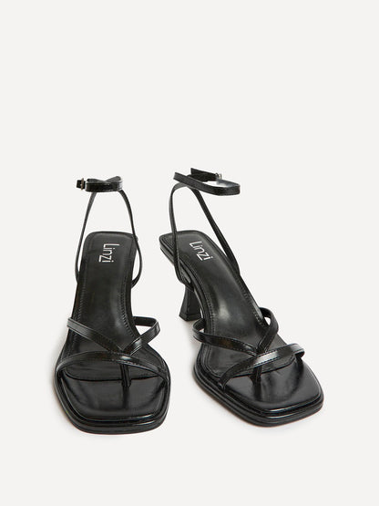 Glazed Black Heeled Sandals