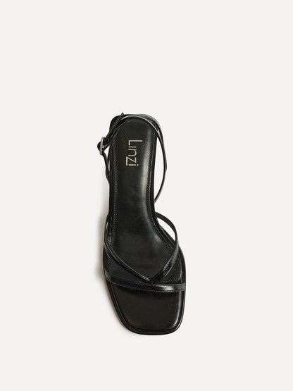 Glazed Black Heeled Sandals