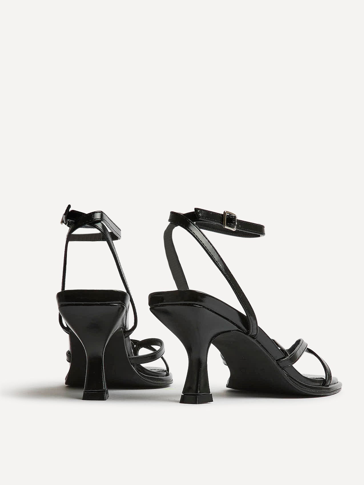 Glazed Black Heeled Sandals