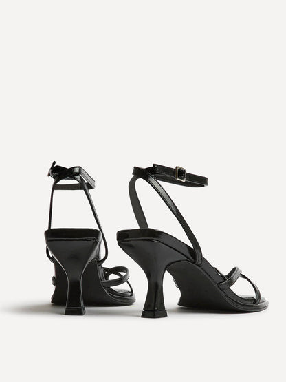 Glazed Black Heeled Sandals