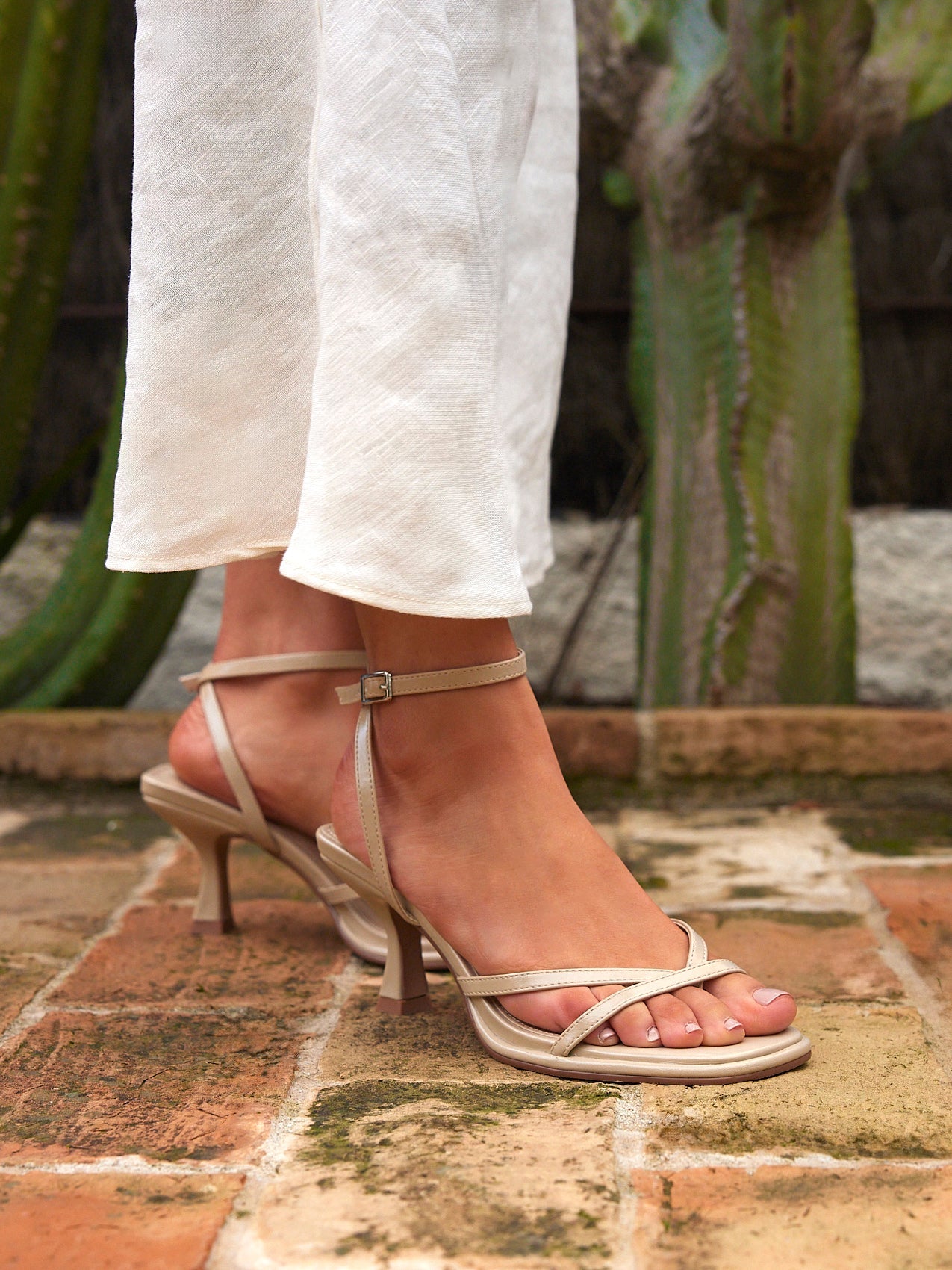 Glazed Nude Heeled Sandals