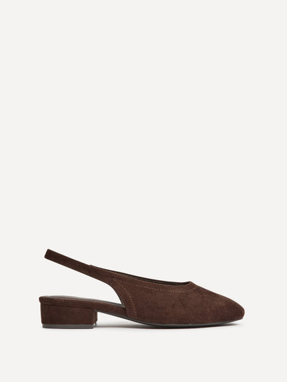Glide Brown Faux Suede Mary Jane Heels