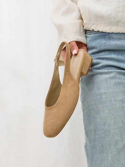 Glide Nude Faux Suede Mary Jane Heels