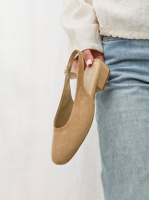 Glide Nude Faux Suede Mary Jane Heels