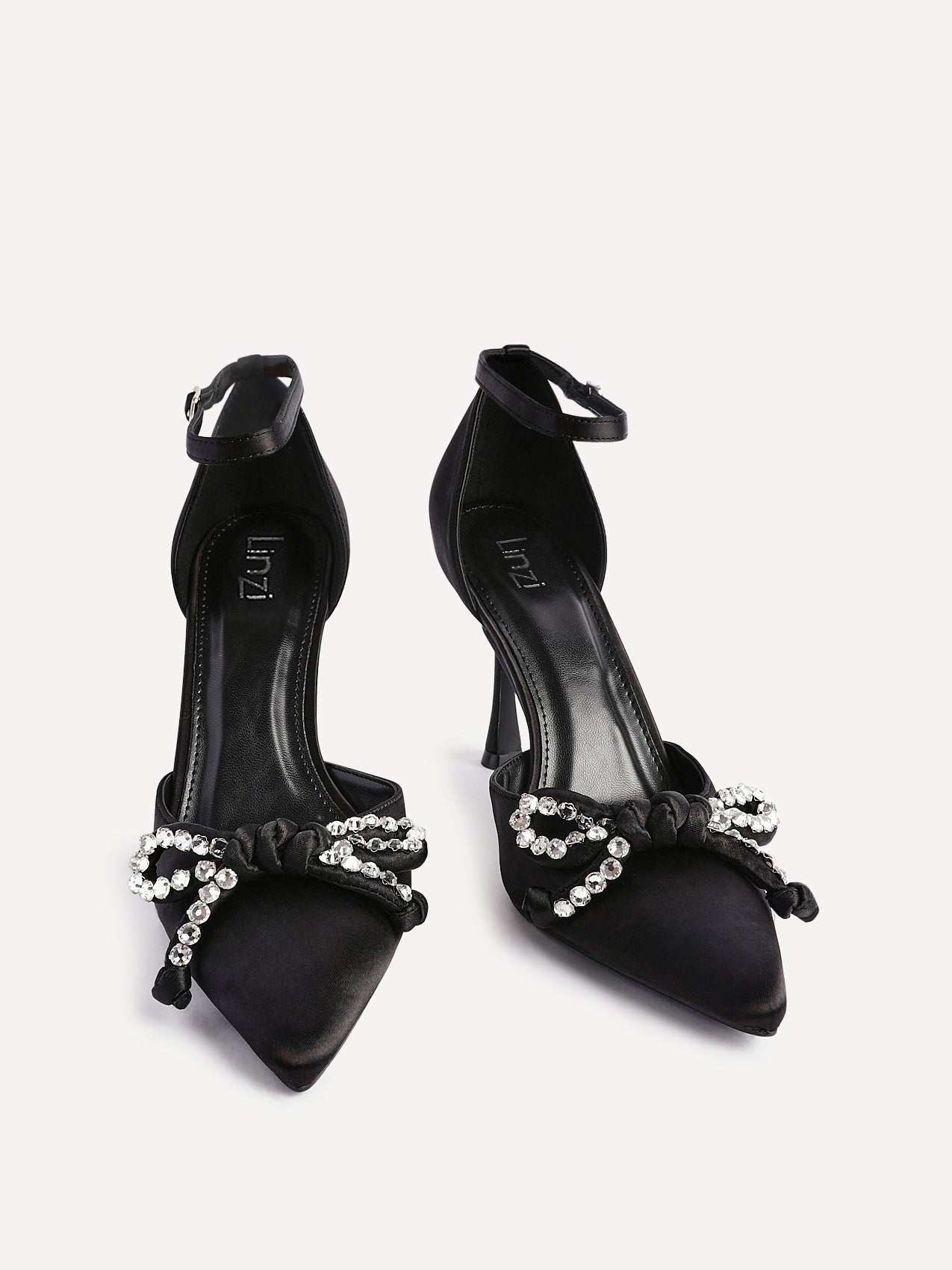 Glimpse Black Satin Bow Court Heels