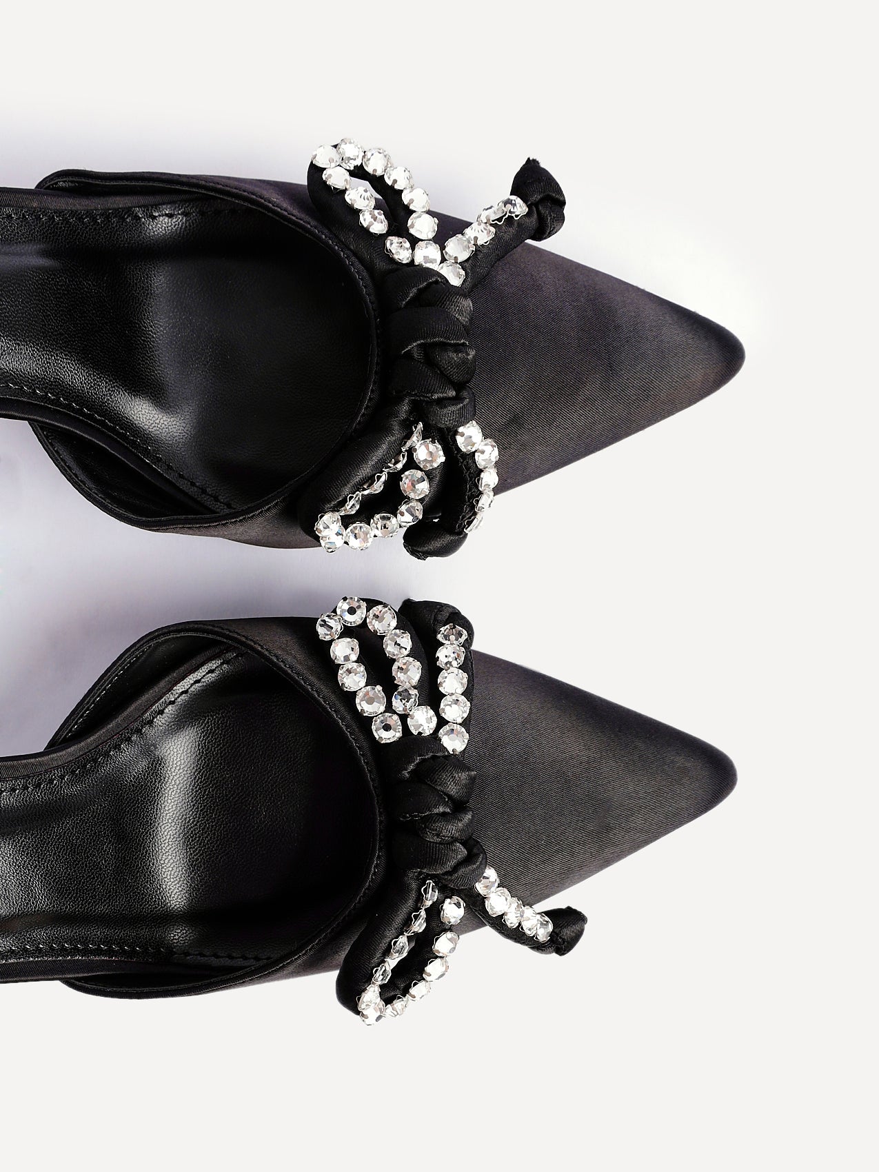 Glimpse Black Satin Bow Court Heels