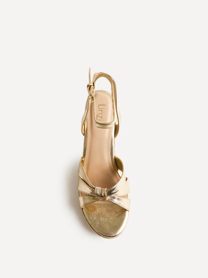 Goddess Gold Faux Leather Espadrille Wedges