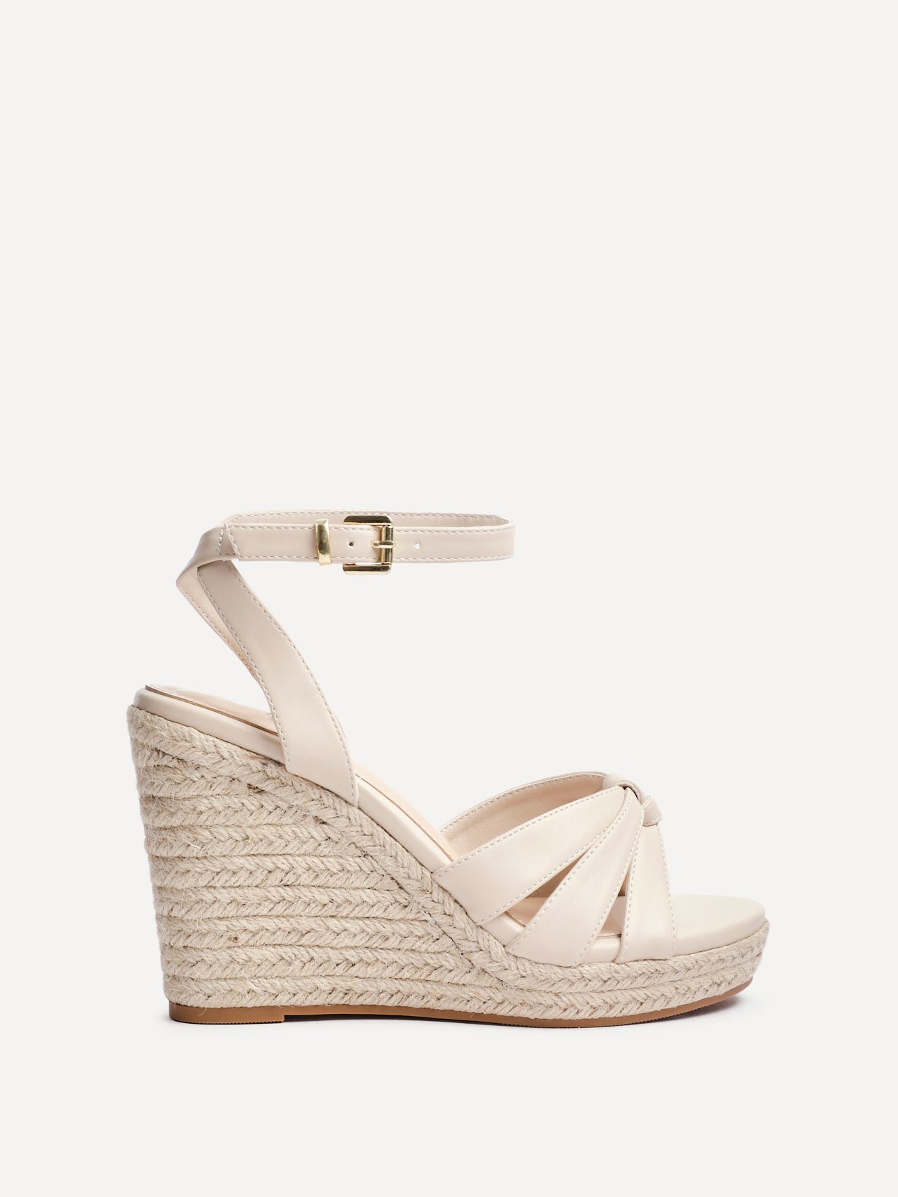 Goddess Nude Faux Leather Espadrille Wedges