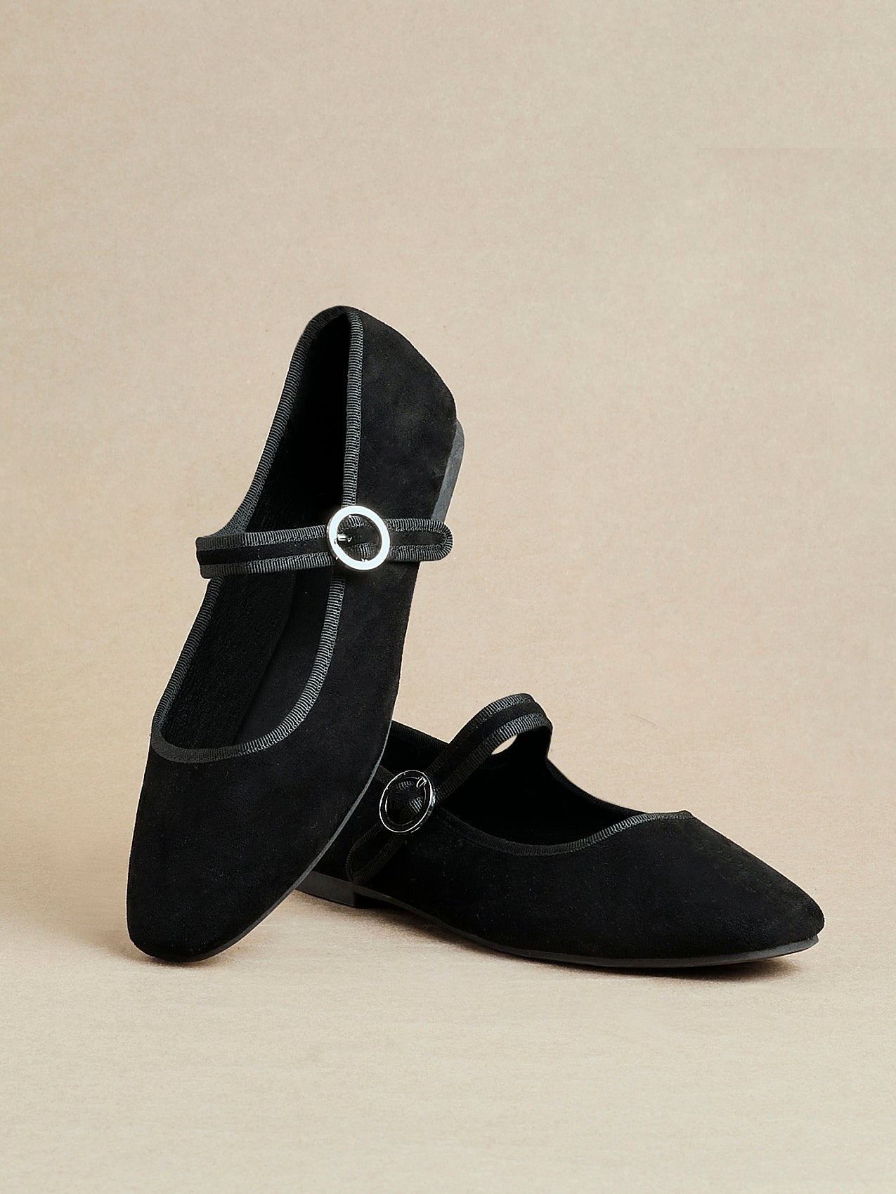Graceful Black Faux Suede Ballet Pumps