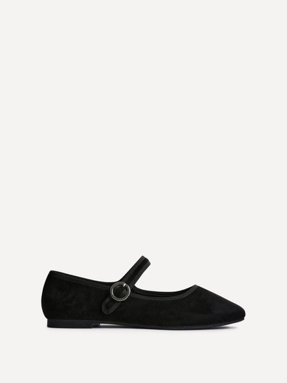 Graceful Black Faux Suede Ballet Pumps