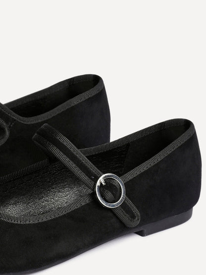 Graceful Black Faux Suede Ballet Pumps