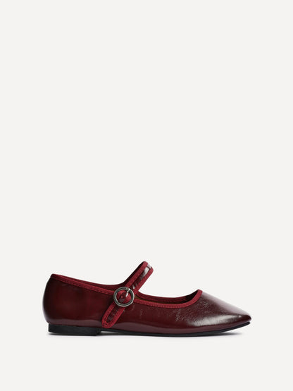 Graceful Burgundy Faux Leather Ballet Pumps