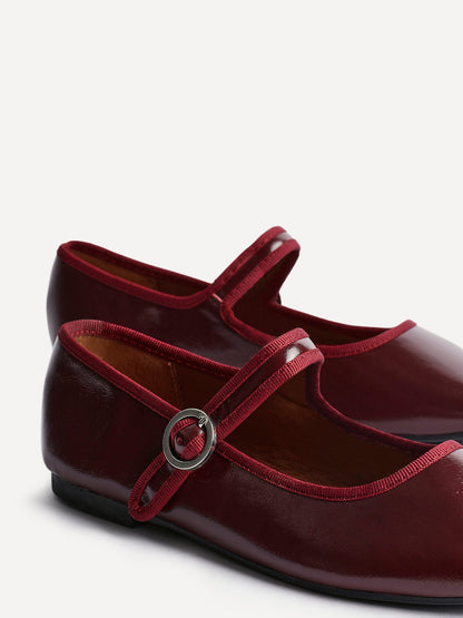 Graceful Burgundy Faux Leather Ballet Pumps