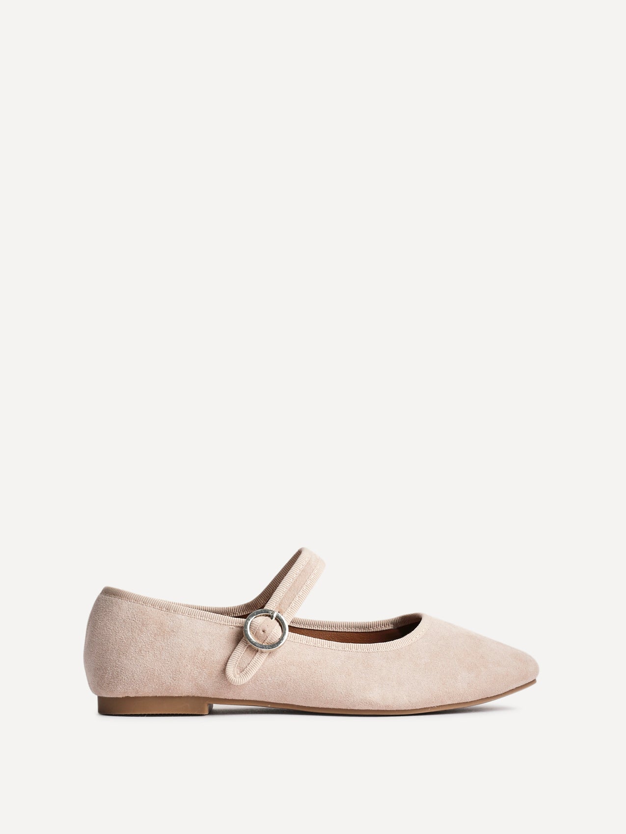Graceful Nude Faux Suede Ballet Pumps