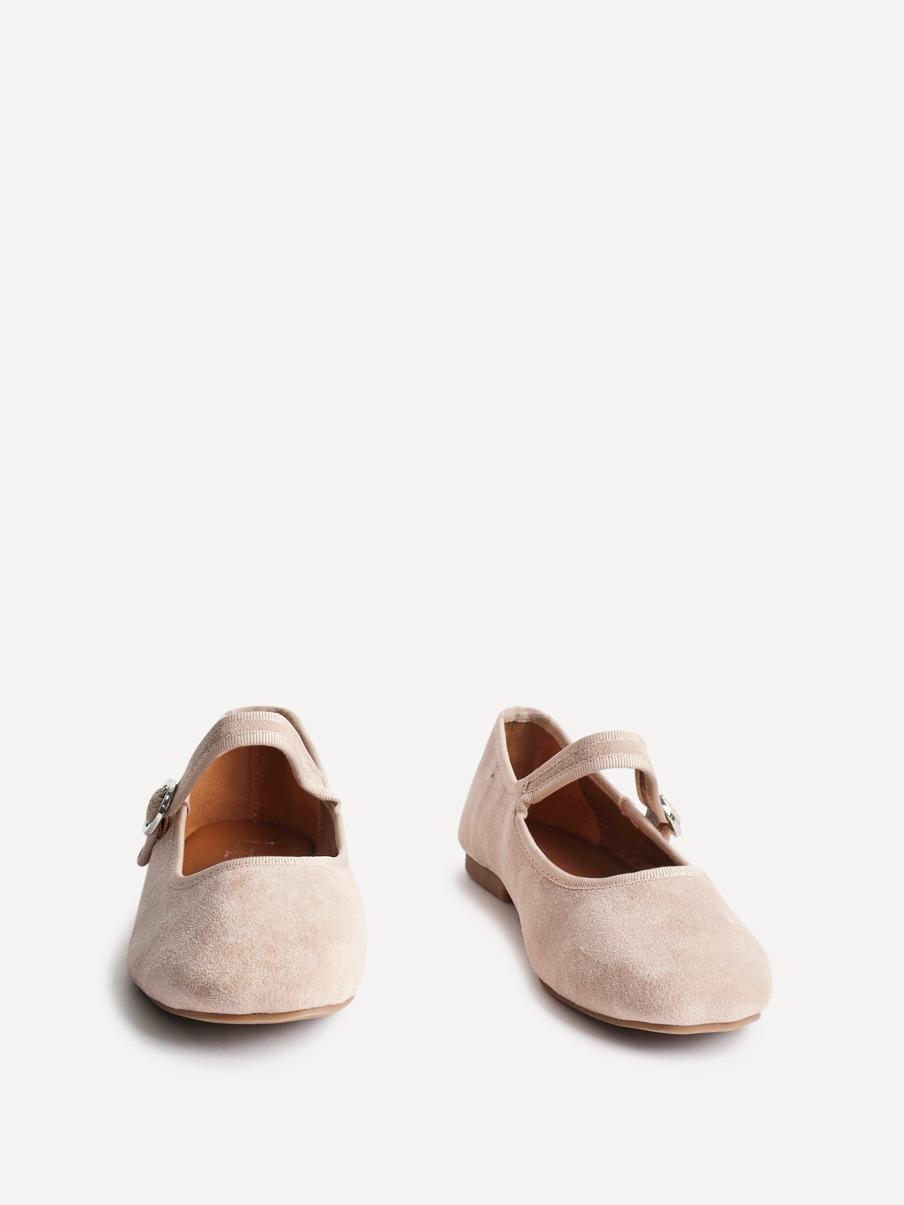 Graceful Nude Faux Suede Ballet Pumps