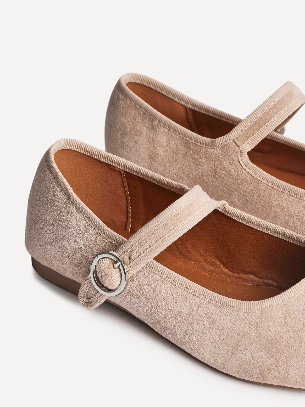 Graceful Nude Faux Suede Ballet Pumps