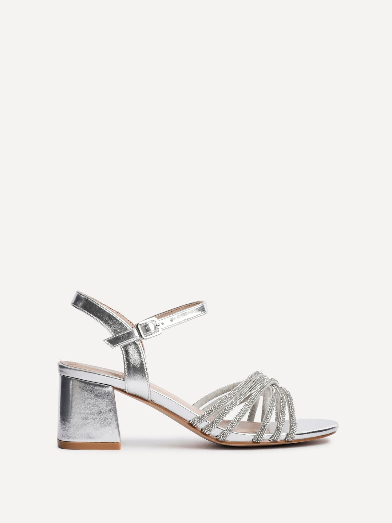 Gracie Silver Diamante Heeled Sandals