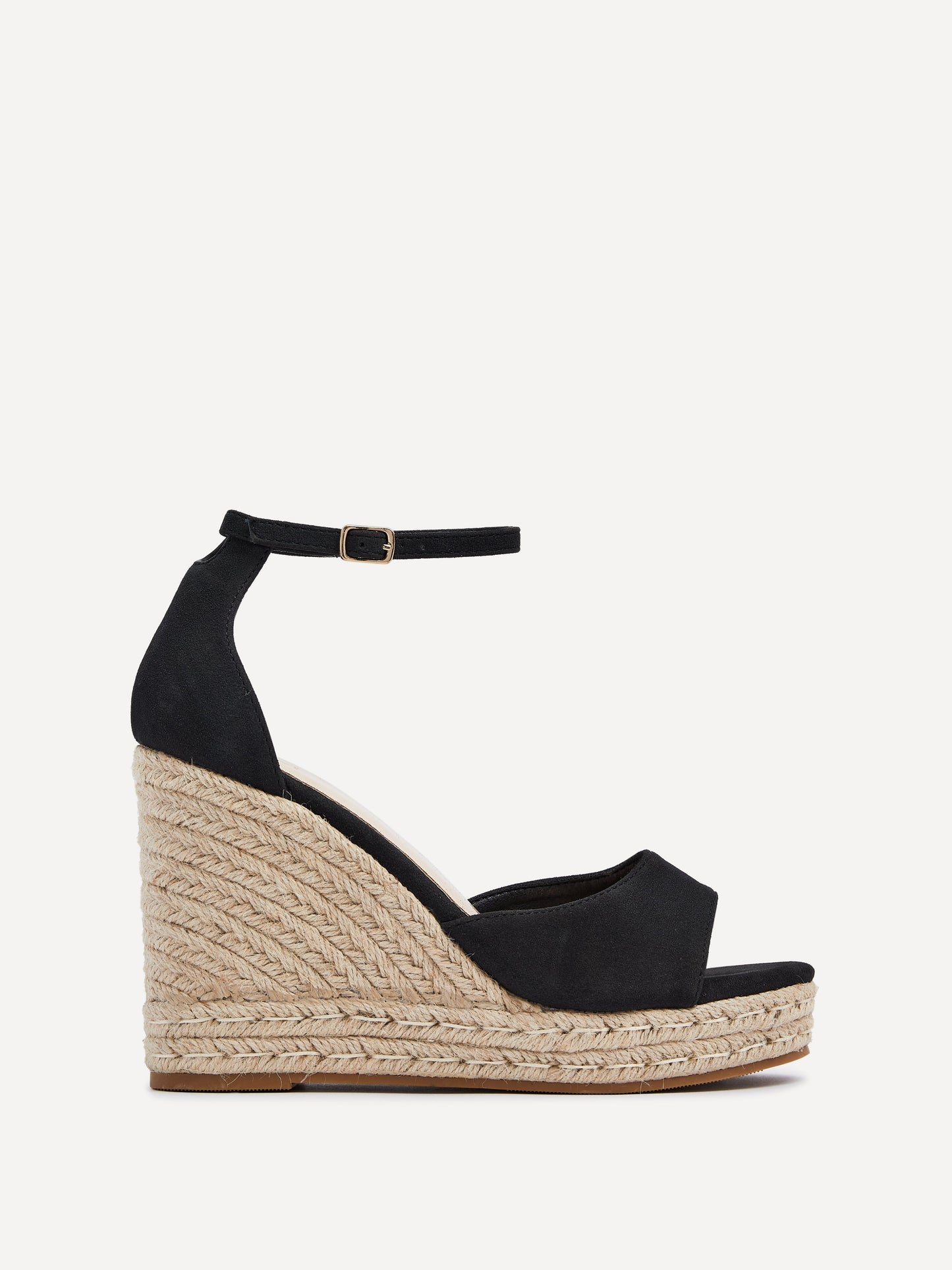 Gracio Black Faux Suede Rope Wedges