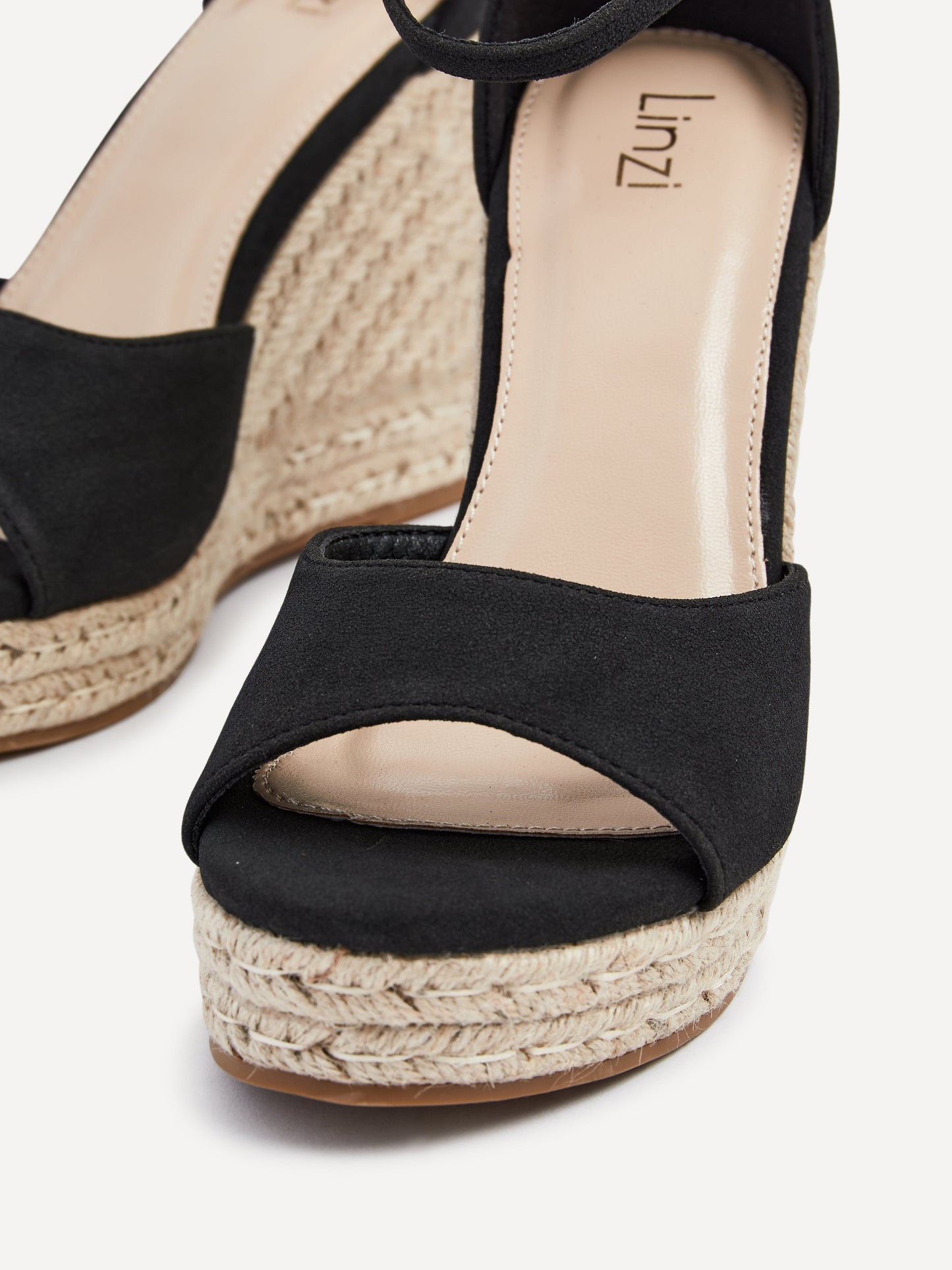 Gracio Black Faux Suede Rope Wedges
