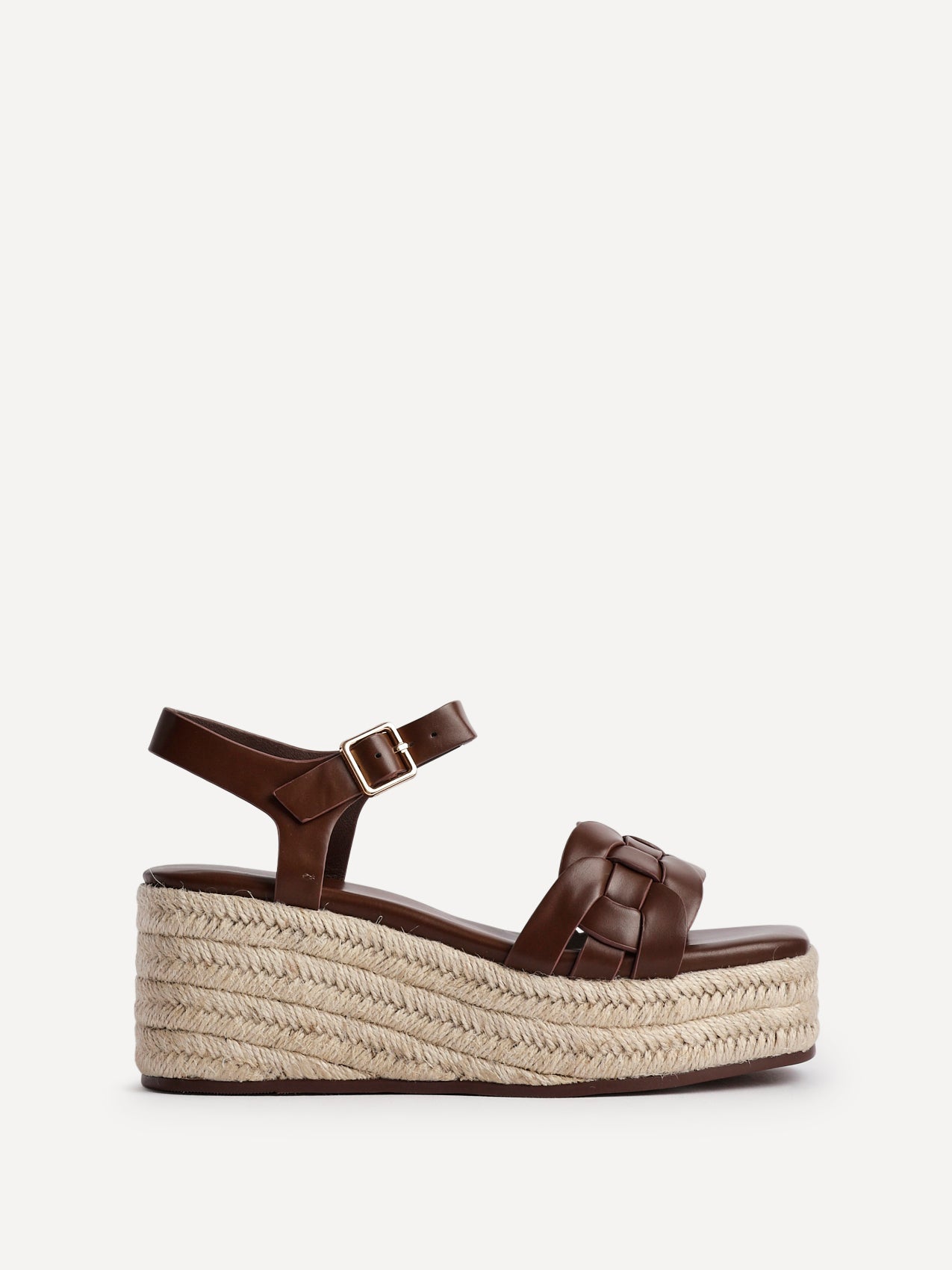 Grazia Brown Plaited Flatform Sandals
