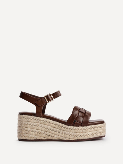 Grazia Brown Plaited Flatform Sandals