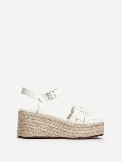 Grazia White Plaited Flatform Sandals