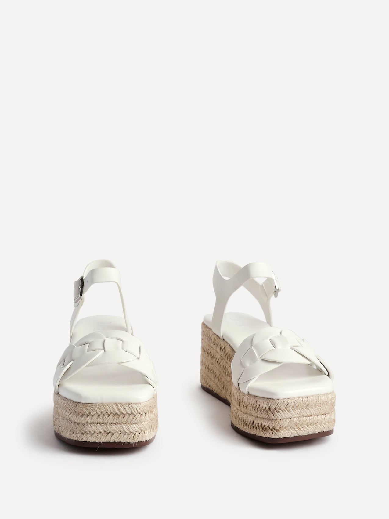 Grazia White Plaited Flatform Sandals