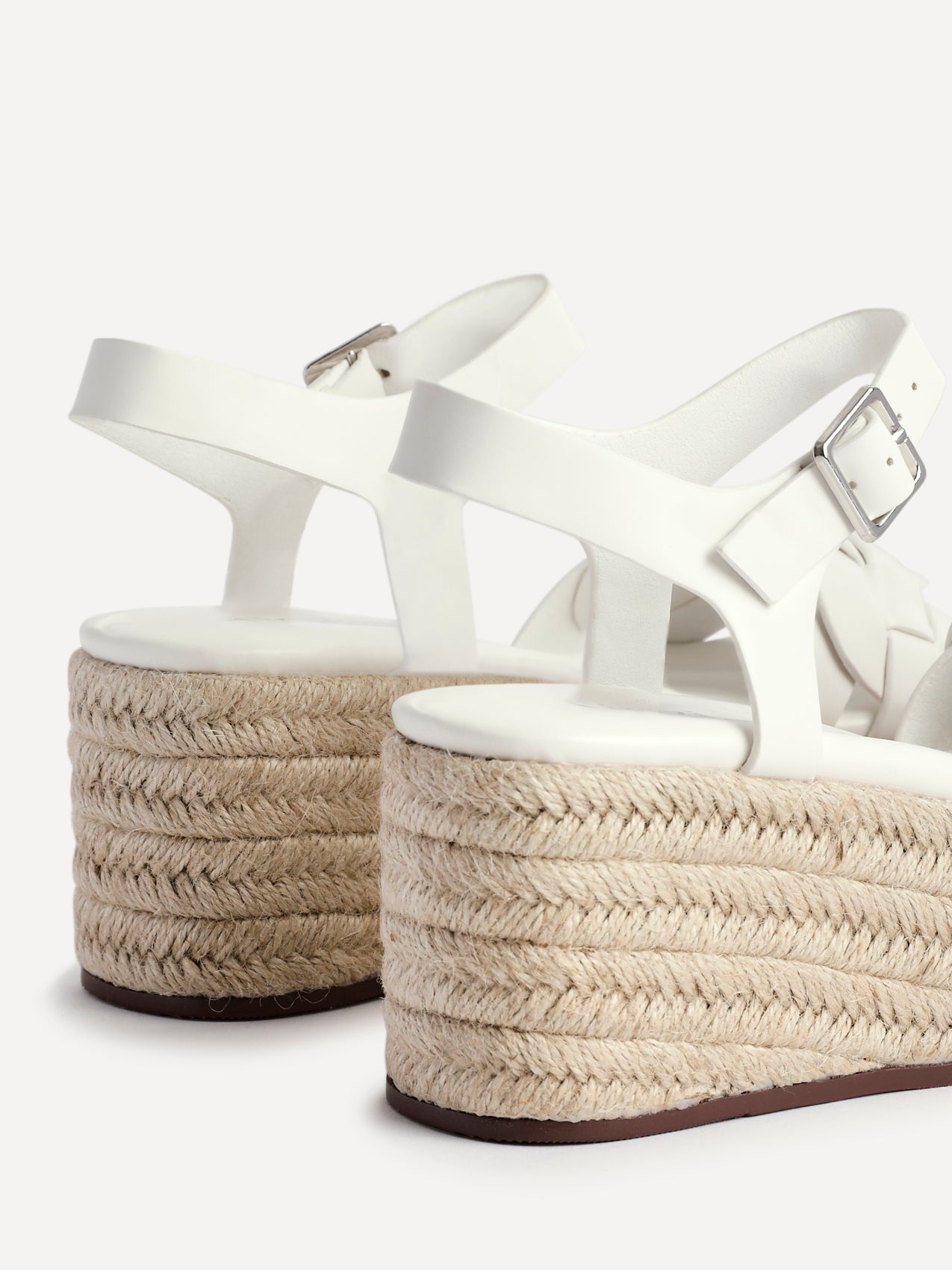 Grazia White Plaited Flatform Sandals