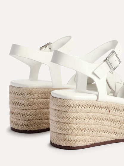 Grazia White Plaited Flatform Sandals